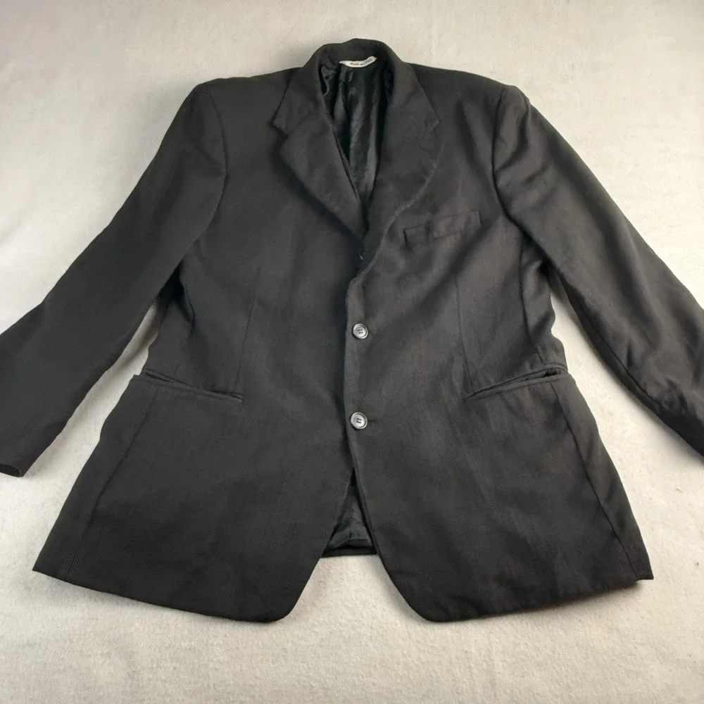 Luca Savoni Men's Charcoal Gray Textured Two Button Blazer Jacket Made in Italy
